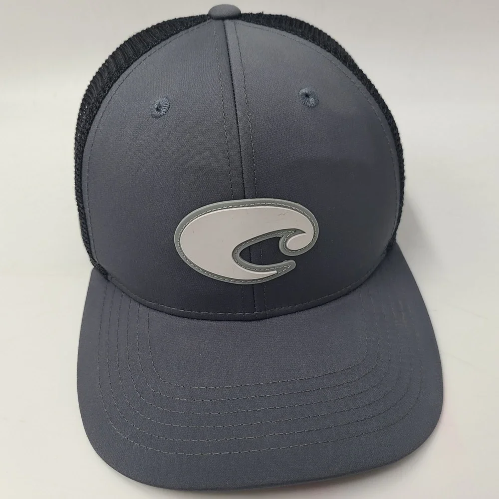 Costa Hat Snapback Trucker Mesh Gray Black Fishing‎ Outdoors Logo Del Mar Men